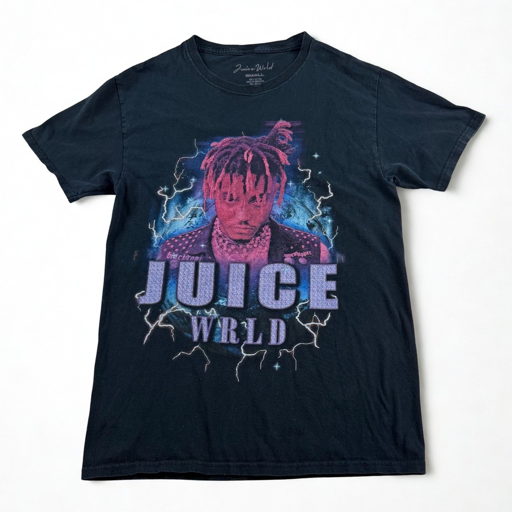 Juice WRLD Graphic T-Shirt Adult Small Black Lightning Rap Tee Streetwear